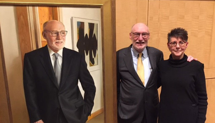 Dr. Seltzer and Mrs. Seltzer with Dr. Seltzer's portlait