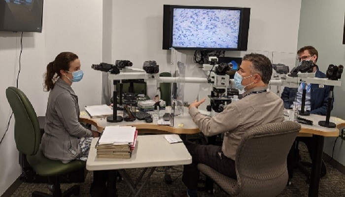 group of residents in sign-out-room