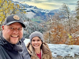 Jenn with her husband in the Swiss Alps