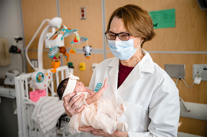 Louise Wilkins-Haug holding baby Denver.
